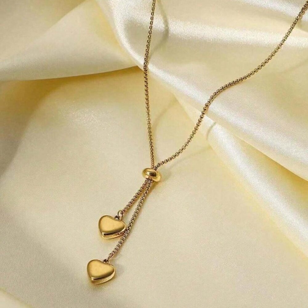 18k Gold Plated Stainless Steel Heart Pen Heart Pendant Necklace